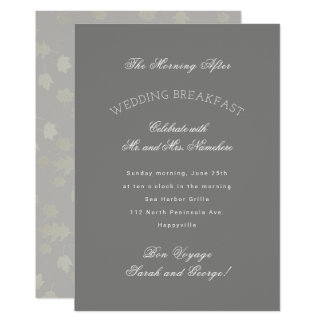 Gray Leaves Autumn Wedding Breakfast Invitation