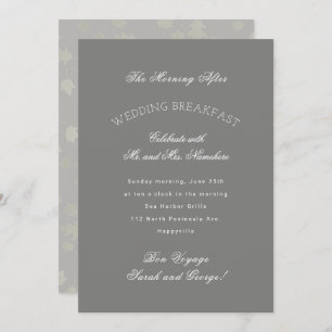 Gray Leaves Autumn Wedding Breakfast Invitation
