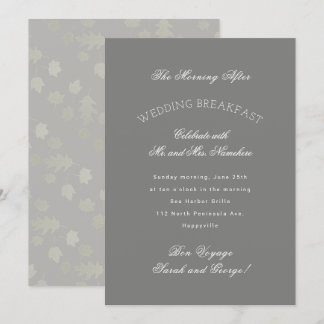 Gray Leaves Autumn Wedding Breakfast Invitation