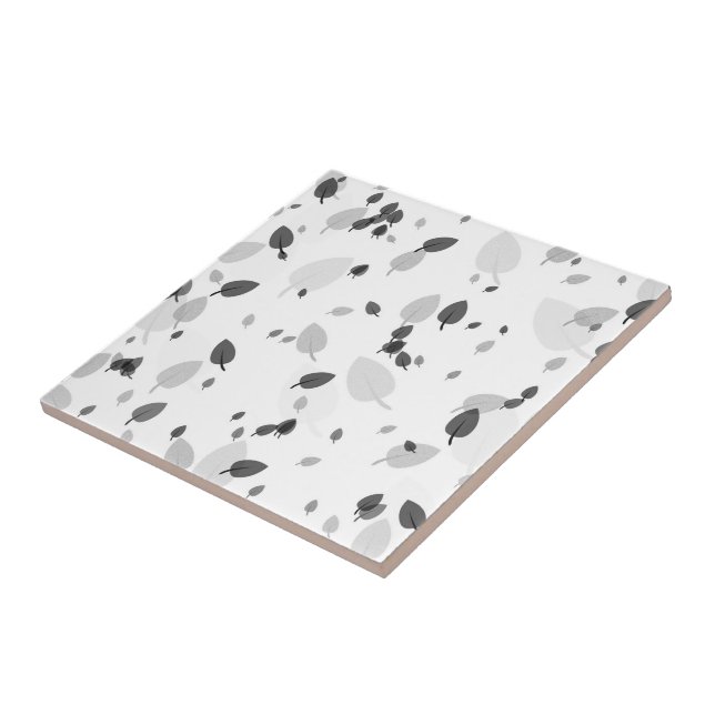 Gray Leaves Ceramic Tile (Side)