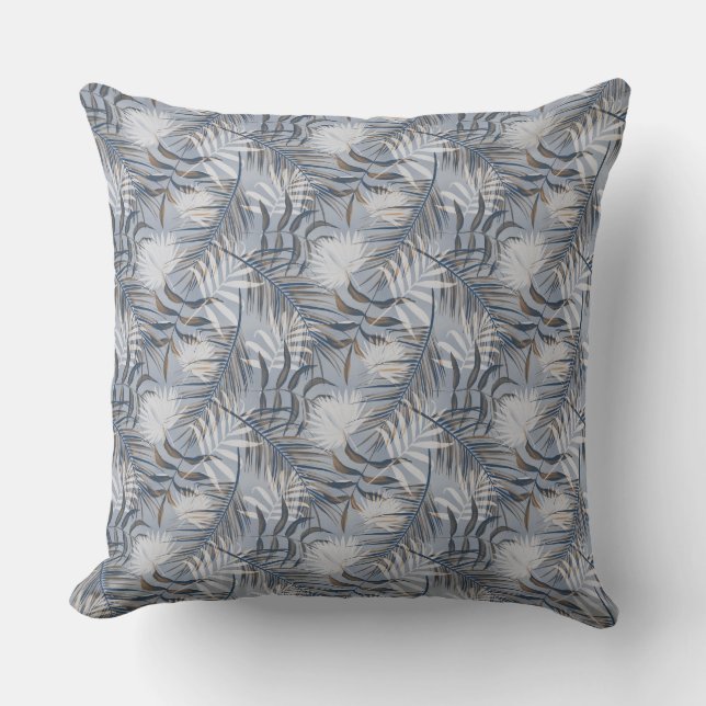 Gray Leaves  Throw Pillow (Front)