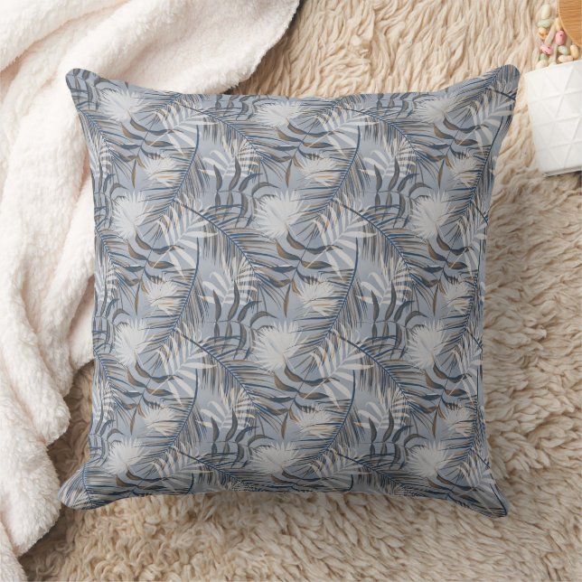 Gray Leaves  Throw Pillow (Blanket)