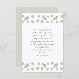 Gray Leaves Wishing Well Wording Enclosure Cards