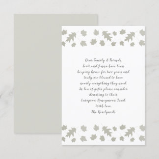 Gray Leaves Wishing Well Wording Enclosure Cards