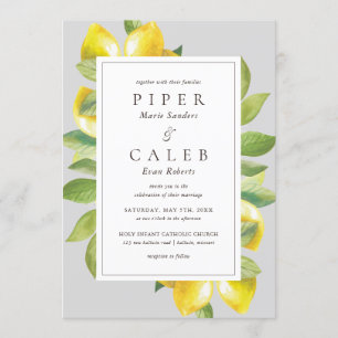 Gray Lemon Blossom Wedding Invitation