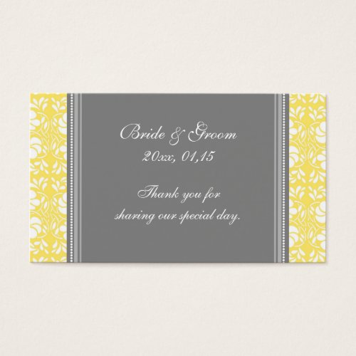 Gray Lemon Damask Wedding Favor Tags