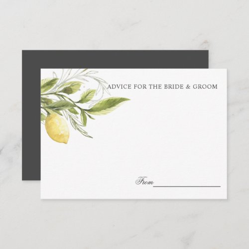 Gray Lemons and leaves Wedding Advice or recipe Invitation