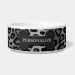 Gray Leopard Animal Print   Bowl<br><div class="desc">Pet Bowl. Featuring a stylish gray Leopard animal pattern ready for you to personalize. ✔NOTE: ONLY CHANGE THE TEMPLATE AREAS NEEDED! 😀 If needed, you can remove the text and start fresh adding whatever text and font you like. 📌If you need further customization, please click the "Click to Customize further"...</div>