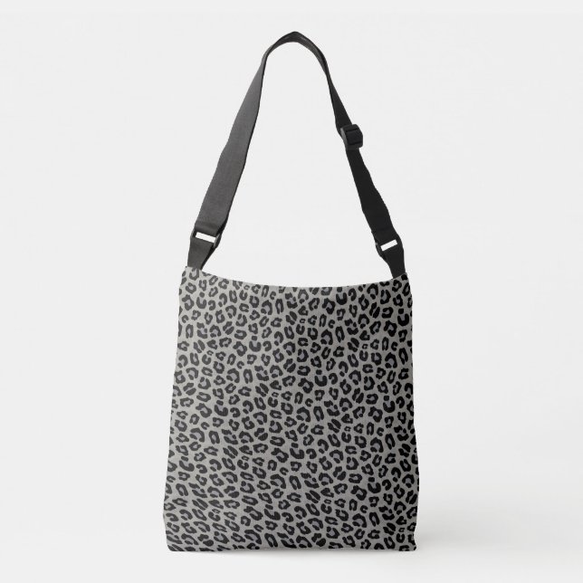 Gray Leopard Animal Print Crossbody Bag (Front)