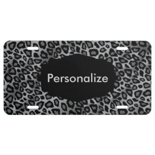Gray Leopard Animal Print Personalize License Plate