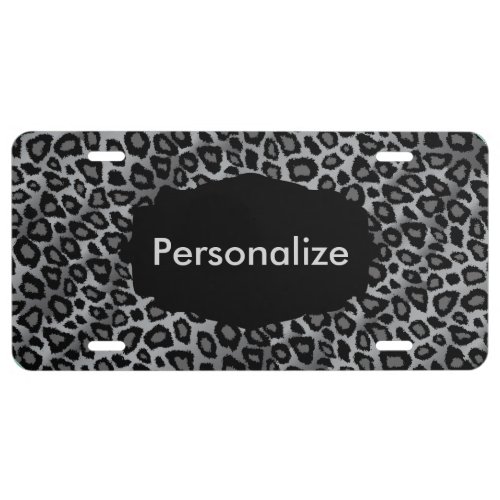 Gray Leopard Animal Print  Personalize License Plate