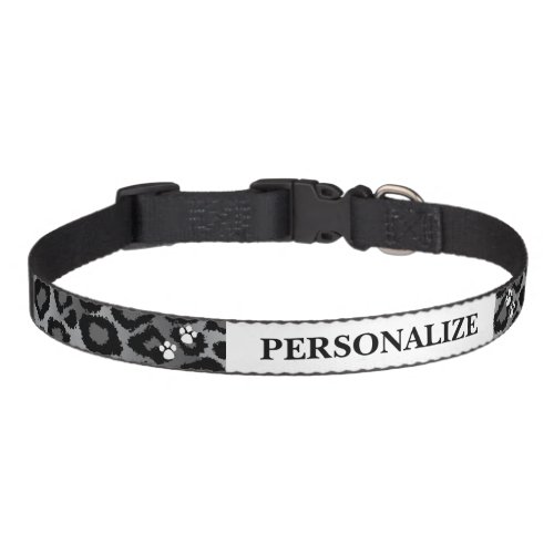 Gray Leopard Animal Print  Pet Collar