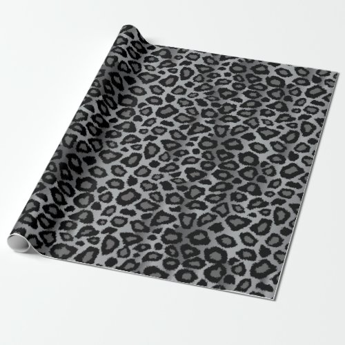 Gray Leopard Animal Print Wrapping Paper