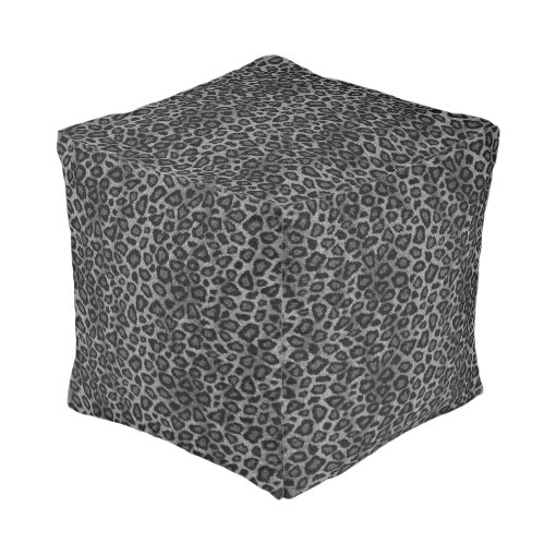 Gray Leopard Animal Skin Print Pouf Zazzle