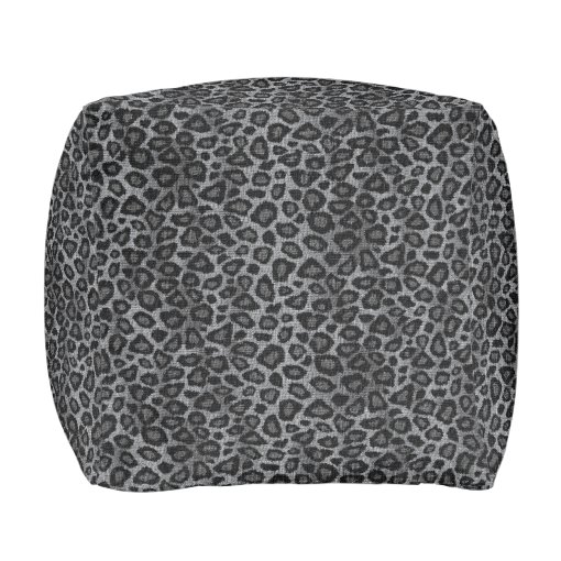 Gray Leopard Animal Skin Print Pouf Zazzle