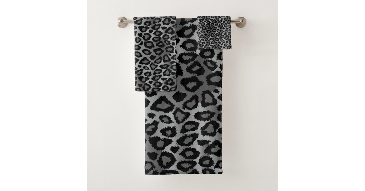 grey leopard towels