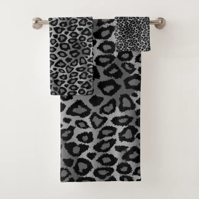 Gray Leopard Pattern Bath Towel Set Zazzle