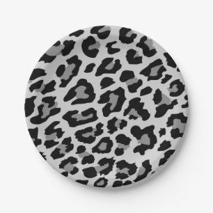 Gray Leopard Print Paper Plates