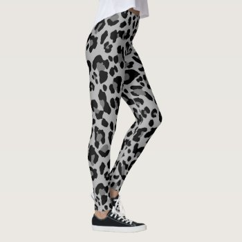 Gray Leopard Print Pattern Leggings by OniTees at Zazzle