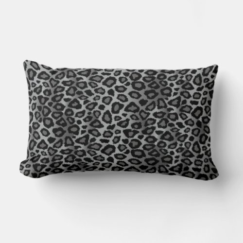 Gray Leopard Print Pattern Lumbar Pillow