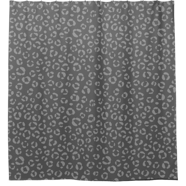 Gray leopard print shower curtain (Front)