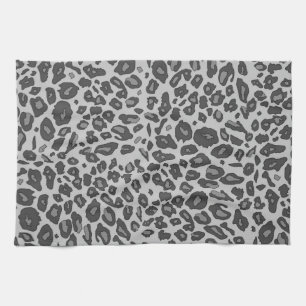 Gray leopard print towel