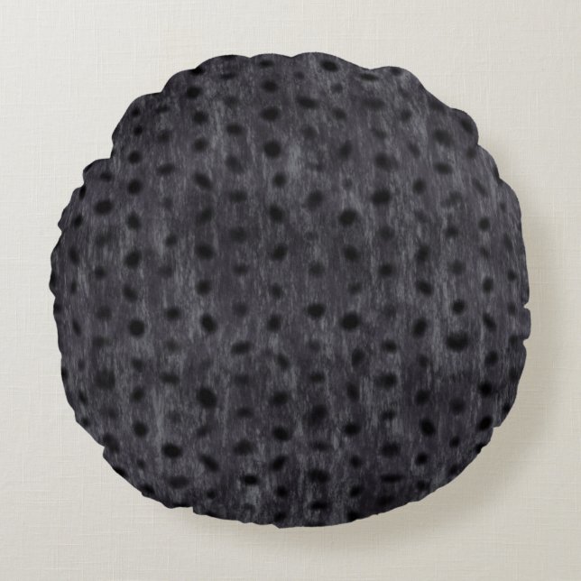 Gray Leopard Round Pillow (Front)