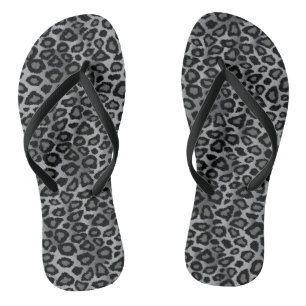Gray Leopard Skin Pattern Print Flip Flops