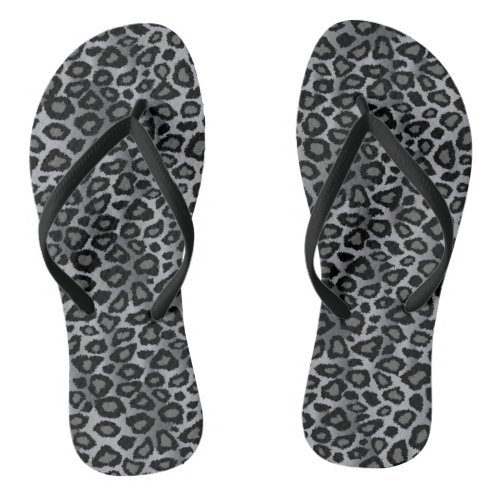 Gray Leopard Skin Pattern Print Flip Flops