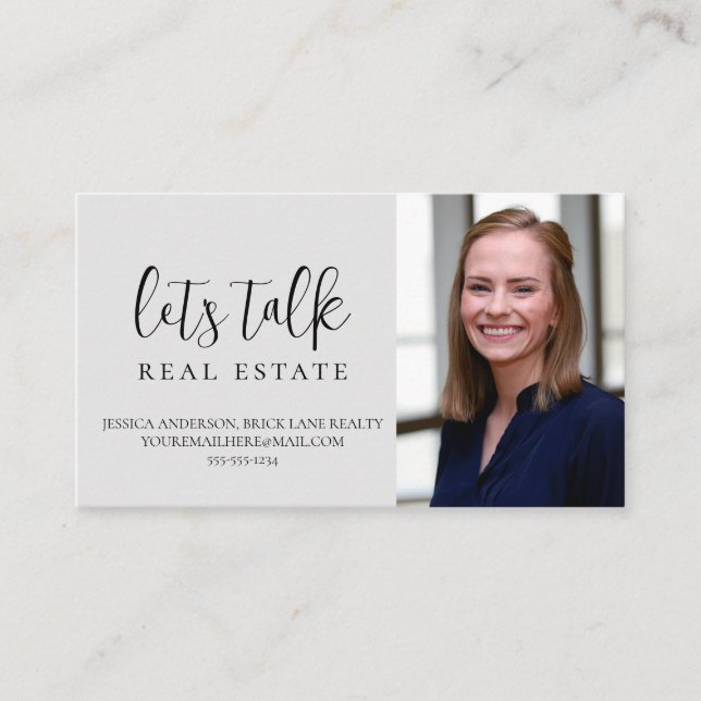 Gray Let's Talk Real Estate Professional   Business Card (Front)