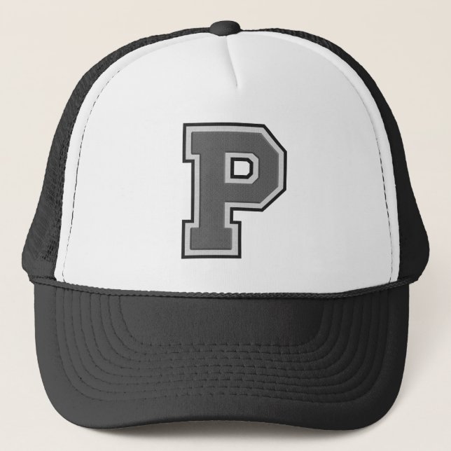 Gray Letter P Trucker Hat (Front)