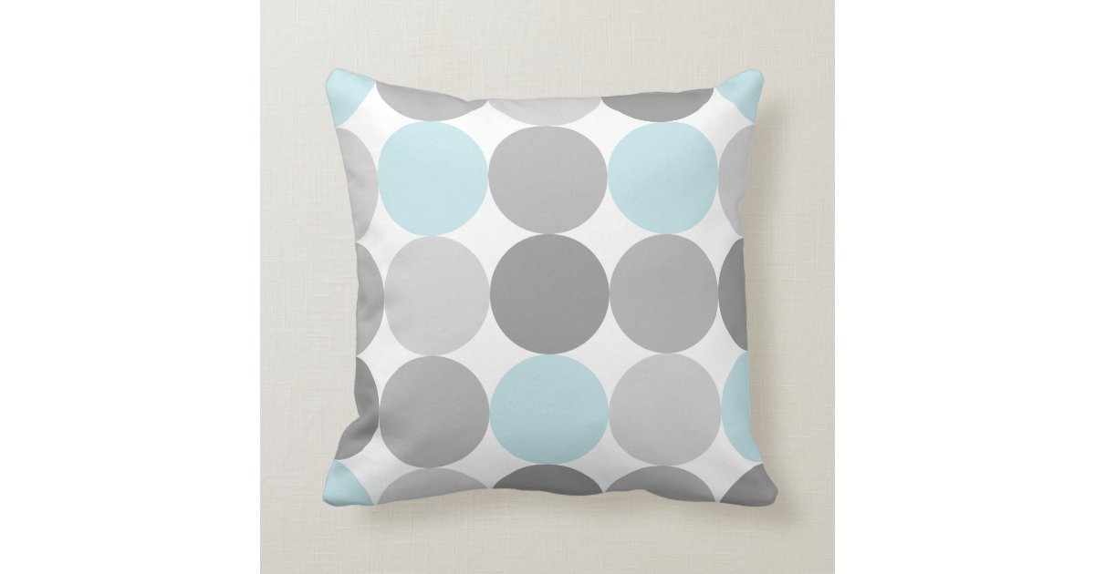Gray & Light Blue Turquoise Round Circle Pattern Throw Pillow Zazzle