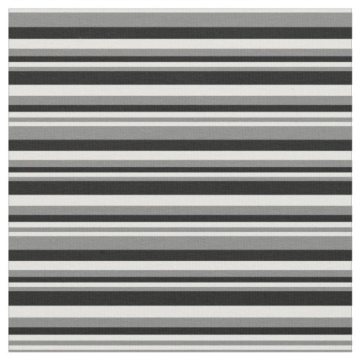Gray, Light Cyan & Black Pattern of Stripes Fabric