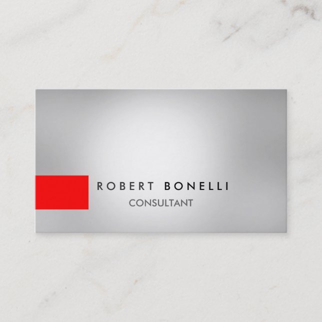 Gray Light Effect Red Stripe Business Card (Front)