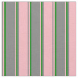 [ Thumbnail: Gray, Light Pink & Green Pattern Fabric ]