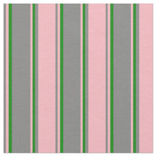 Gray, Light Pink & Green Pattern Fabric