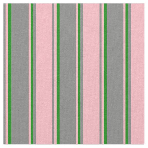 Gray, Light Pink & Green Pattern Fabric