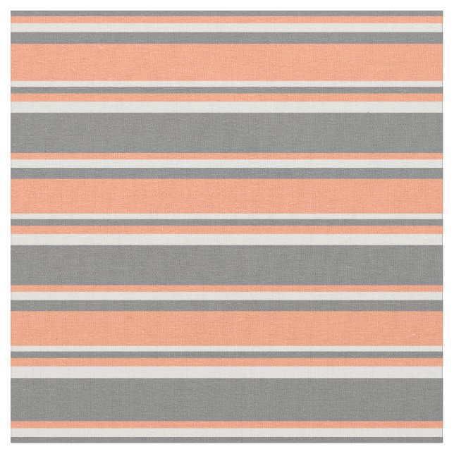 Gray, Light Salmon, and Light Yellow Lines Fabric (Close Up)