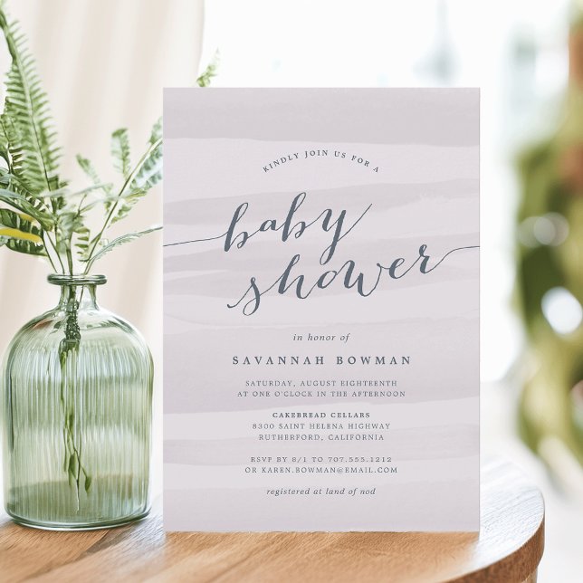 Gray Lilac Watercolor Baby Shower Invitation (Creator Uploaded)