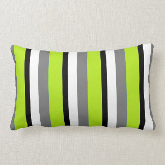 Gray Lime Black White Lumbar Pillow