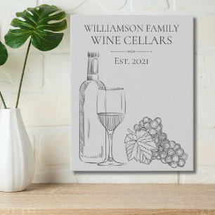 Gray Line Art Monogram Family Wine Cellars Faux Canvas Print