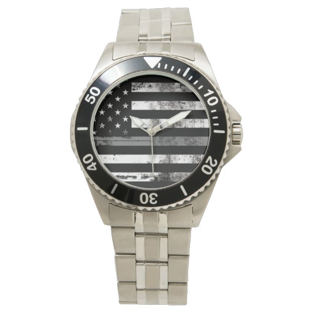 Gray Line Flag Correctional Officer Men's Watch (Front)