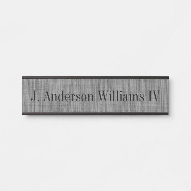 Gray Lined Name Plate Desk Door Wall Cubical Sign (Front)