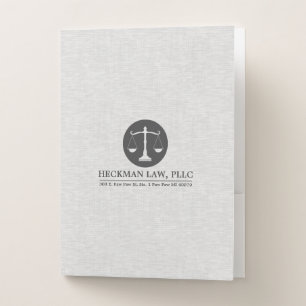 Gray Linen and Justice Logo Pocket Folder