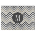 Gray & Linen Beige Chevron Pattern with Monogram