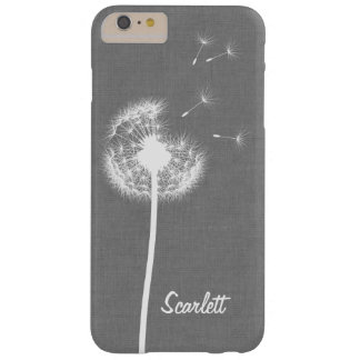 Gray Linen Dandelion Monogrammed iPhone 6/6s Plus Barely There iPhone 6 Plus Case