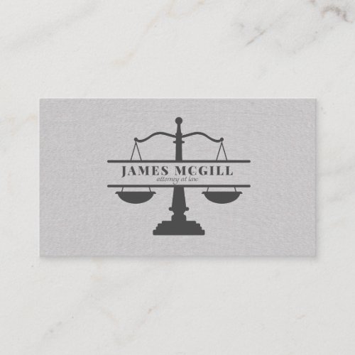 Gray Linen Effect Attorney Lawyer Justice Scale Business Card