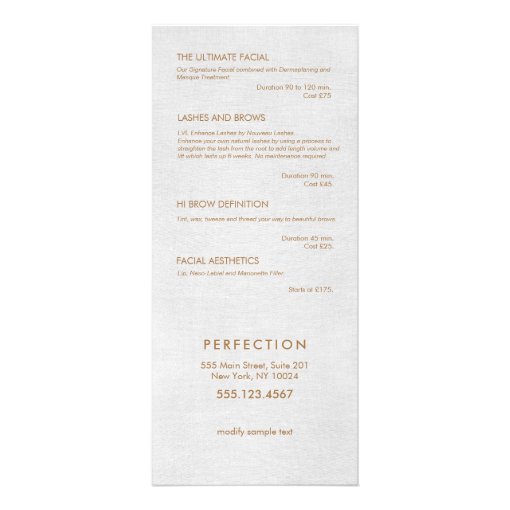 Gray Linen Esthetician Spa Price List Service Menu | Zazzle