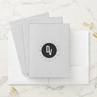 Gray Linen l Professional Business Logo  Pocket Folder