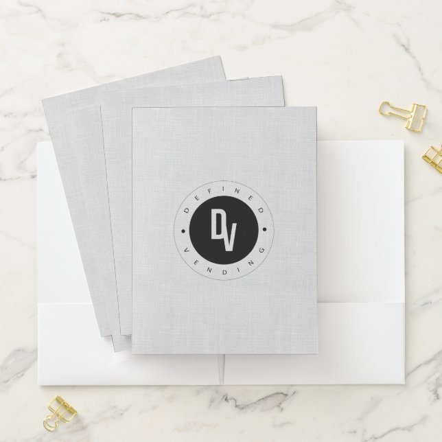 Gray Linen l Professional Business Logo  Pocket Folder (In Situ)